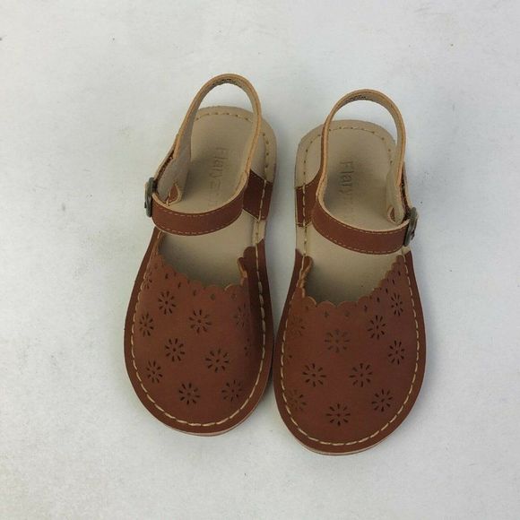 Flaryzone Girls FLR08 Brown Leather Round Toe Casual Flat Sandals Size US 9 - Picture 5 of 11